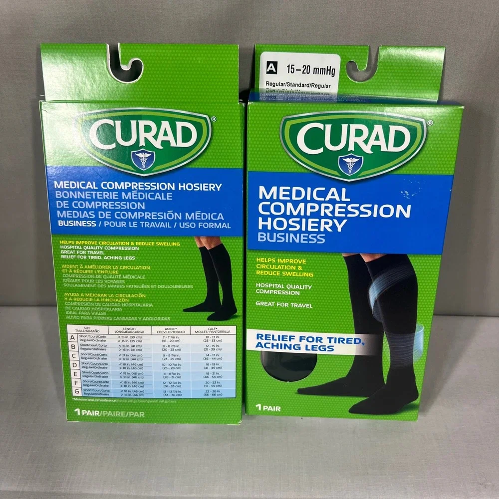 Curad Medical Compression Hosiery 15-20 mmHg Black Unisex Size A Regular